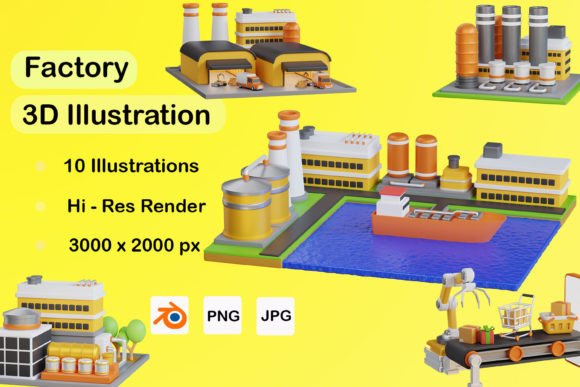 3D Factory Pack: Bold Industrial Visuals for Modern Design