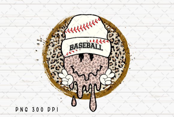 Baseball Smiley Face Leopard Retro PNG: A Wild Design Asset