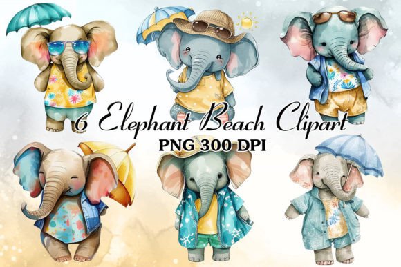 Bringing Joy to Your Designs: Cute Summer Elephant Watercolor Clipart