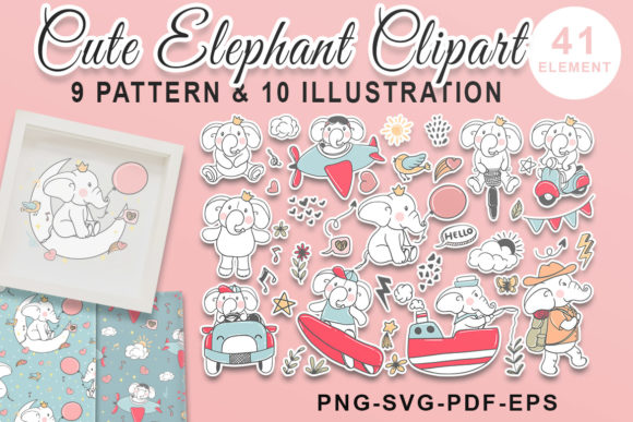 Cute Elephant Hand Drawn Doodle Set: A Designer's Go-To Asset