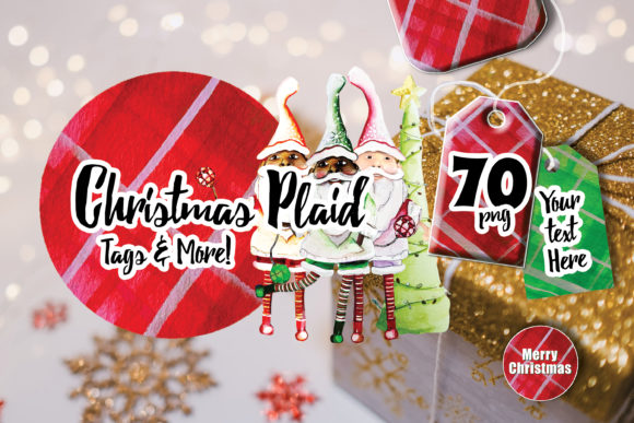 Da Gnomies Christmas Plaid Tags & More: Festive Design Assets