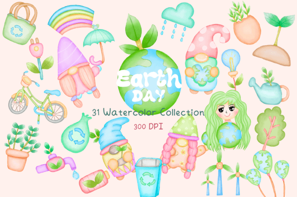 Earth Day 31 Watercolor Collection: A Creative Toolkit for Nature-Inspired Design