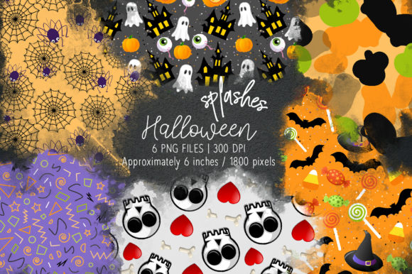 Halloween Watercolor Splashes: Creative Design Assets