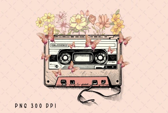 Retro Cassette Tape Flowers Vintage PNG: A Creative Asset Guide