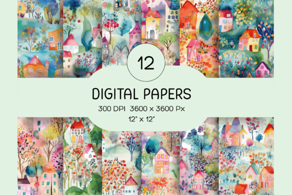 Seamless Abstract Digital Papers: 12 Multi-Color Watercolor Assets for Creators