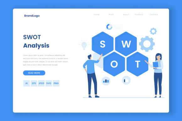 SWOT Analysis Flat Vector Landing Page: A Strategic Visual Guide