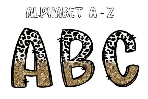 Unleash Your Creative Edge with Black Leopard Doodle Alphabet Letters