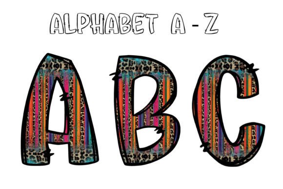 Western Serape Doodle Alphabet Letters: Bold, Graphic Style
