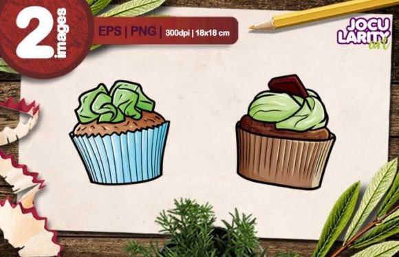 Yummy Green Chocolate Cupcake Cartoon: A Sweet Treat for Your Designs